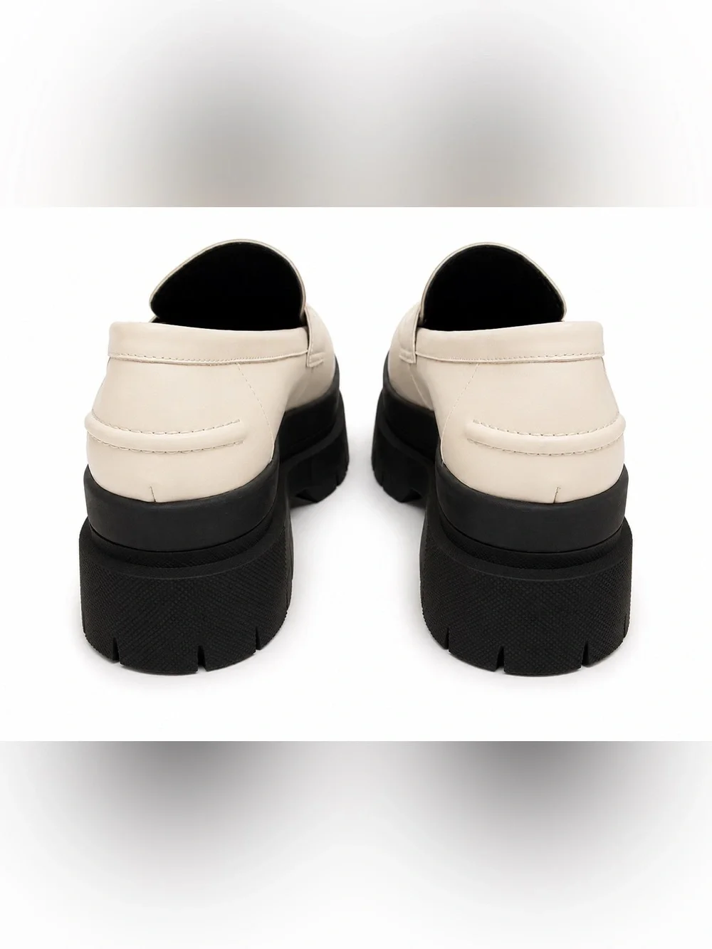 Hugo Boss Cream Leather Platform Lug Sole Loafers